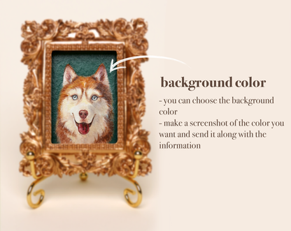 Custom Handmade Acrylic Pet Portrait in a Gold-Colored Vintage Frame