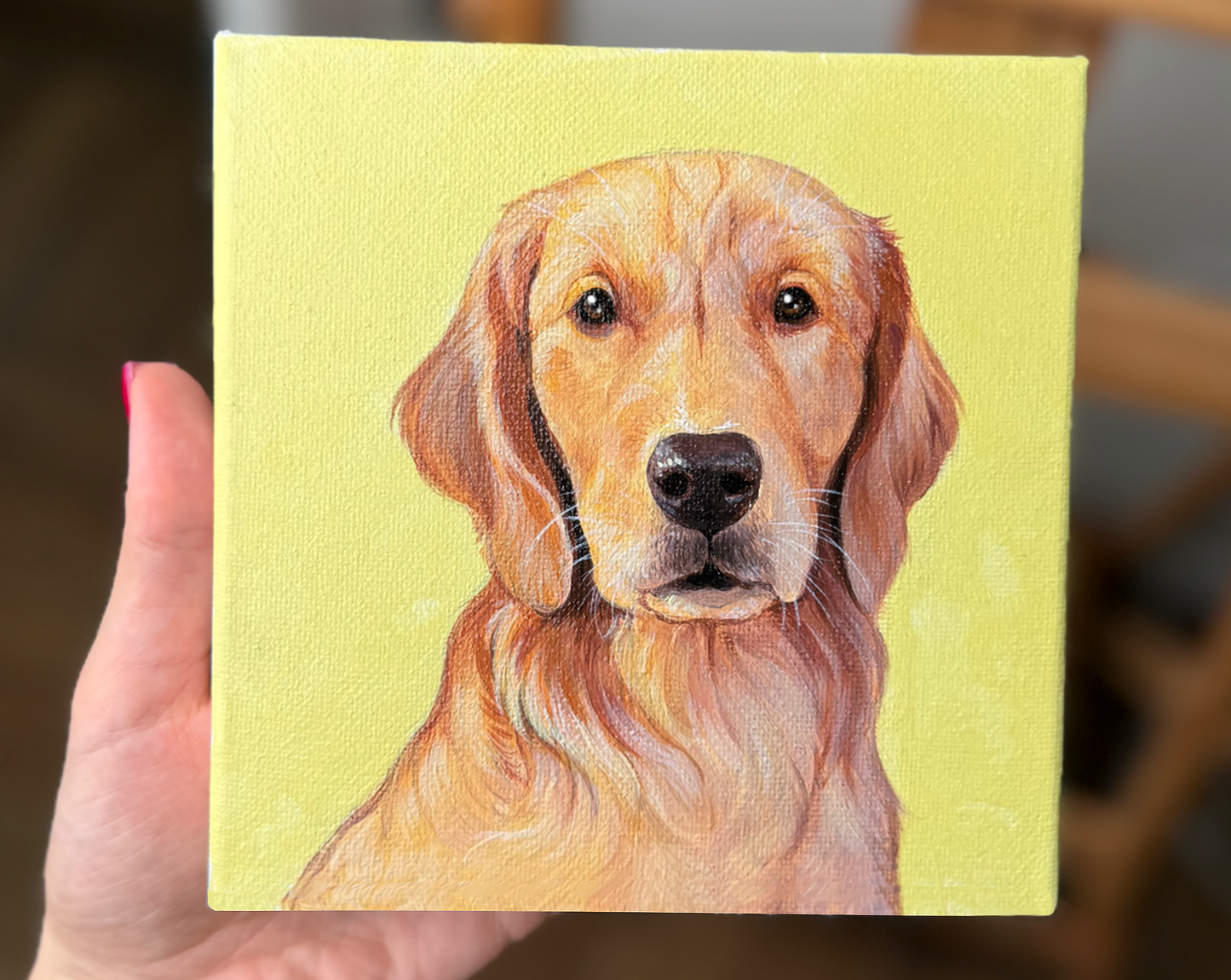 Custom Handmade Acrylic Pet Portrait on Stretched Canvas