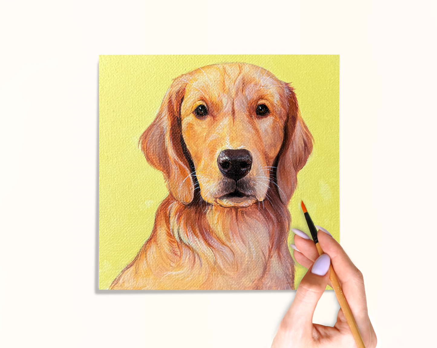 Custom Handmade Acrylic Pet Portrait on Stretched Canvas