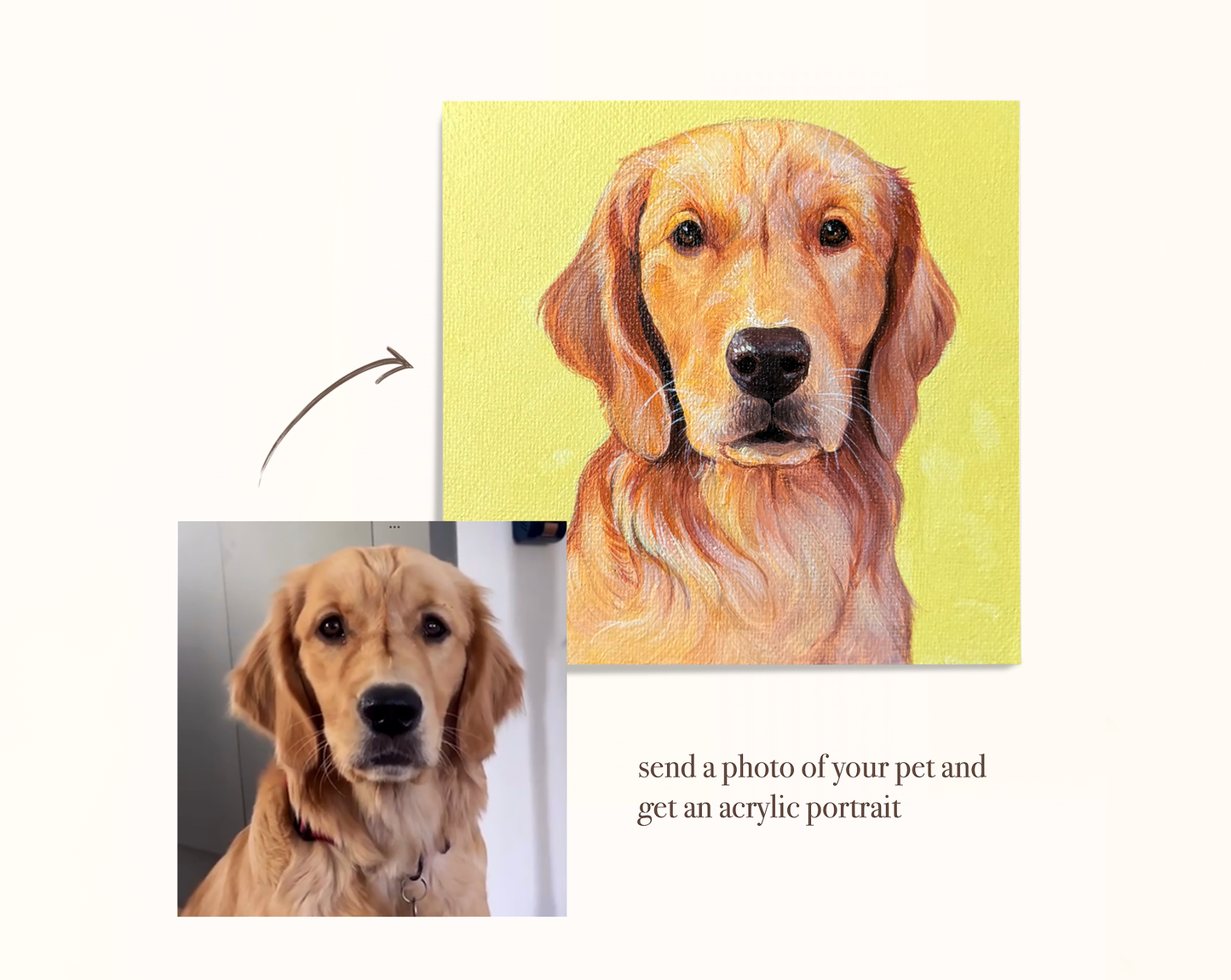 Custom Handmade Acrylic Pet Portrait on Stretched Canvas