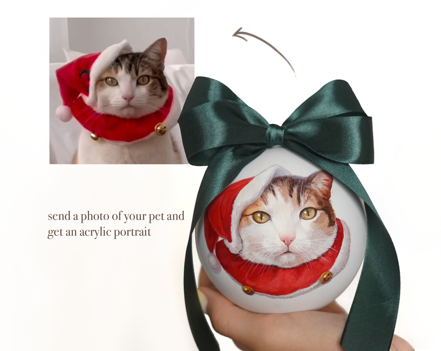 Hand-Painted Pet Christmas Ornament Ball (Custom Acrylic Portraits)