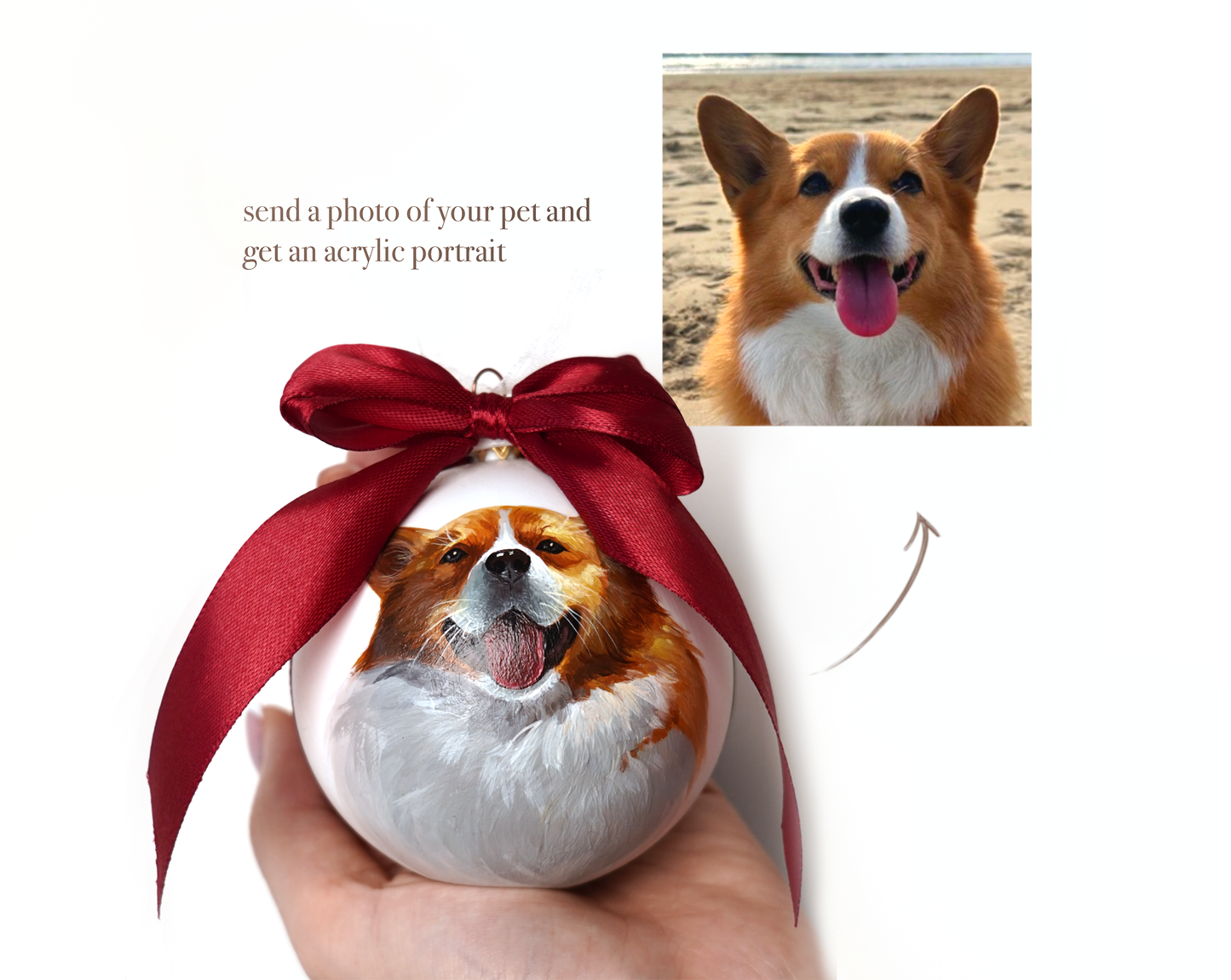 Hand-Painted Pet Christmas Ornament Ball (Custom Acrylic Portraits)