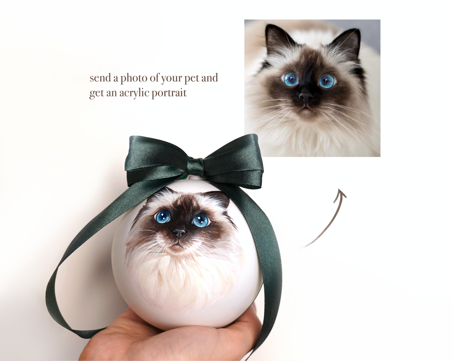 Hand-Painted Pet Christmas Ornament Ball (Custom Acrylic Portraits)