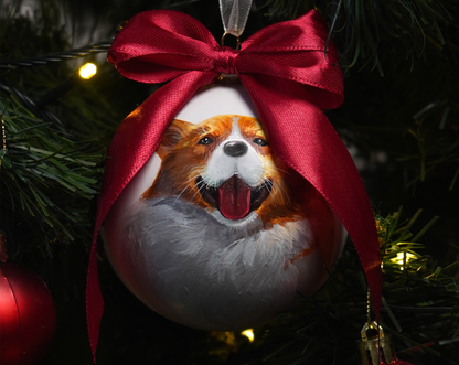 Hand-Painted Pet Christmas Ornament Ball (Custom Acrylic Portraits)