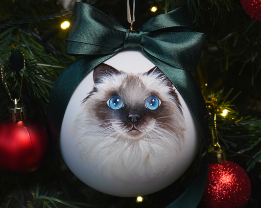 Hand-Painted Pet Christmas Ornament Ball (Custom Acrylic Portraits)