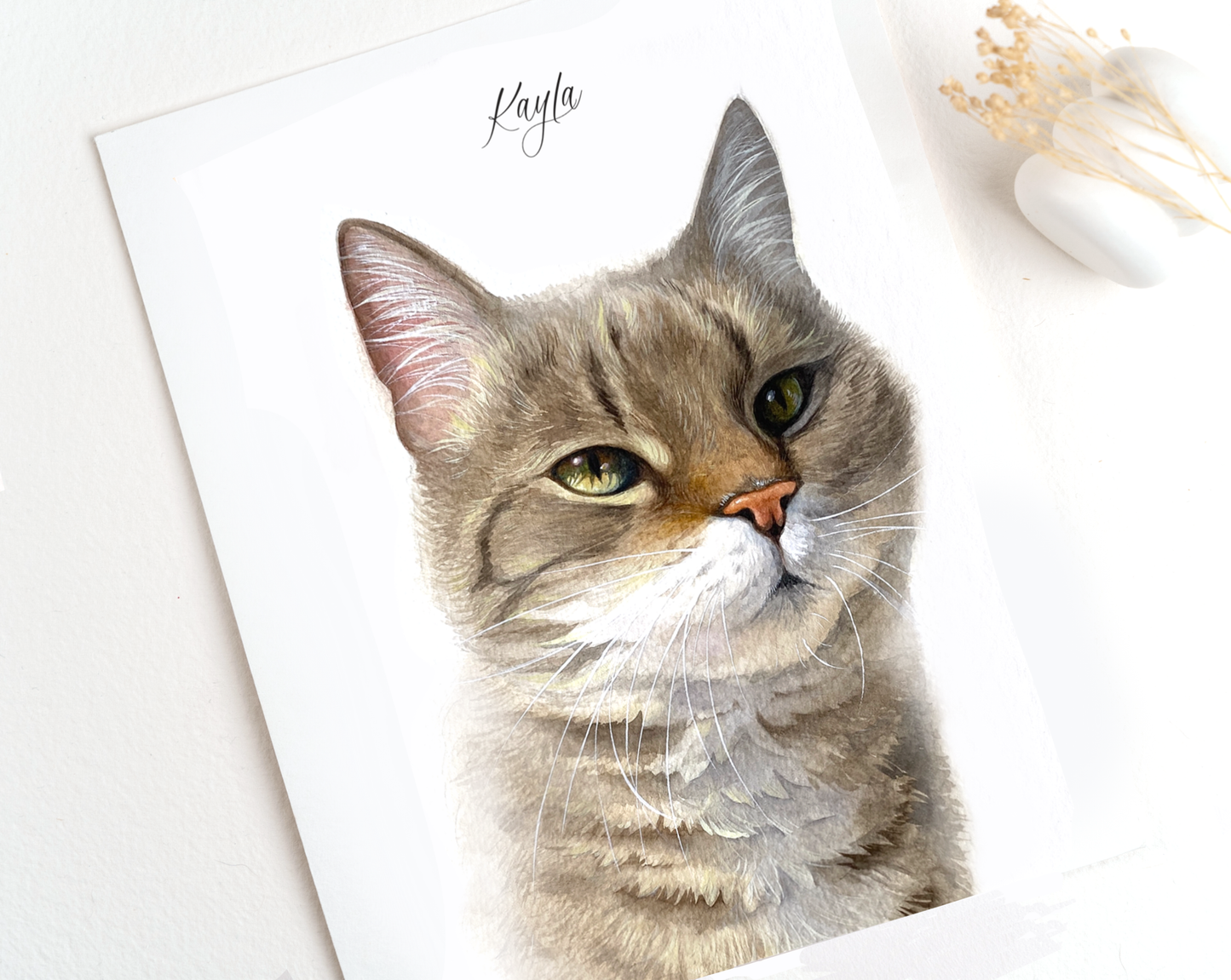 Handmade Custom Watercolor Cat Portrait